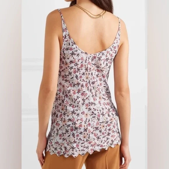 ✨ NWT CHLOE v neck lace bodice cami strap floral print viscose top - Picture 4 of 6
